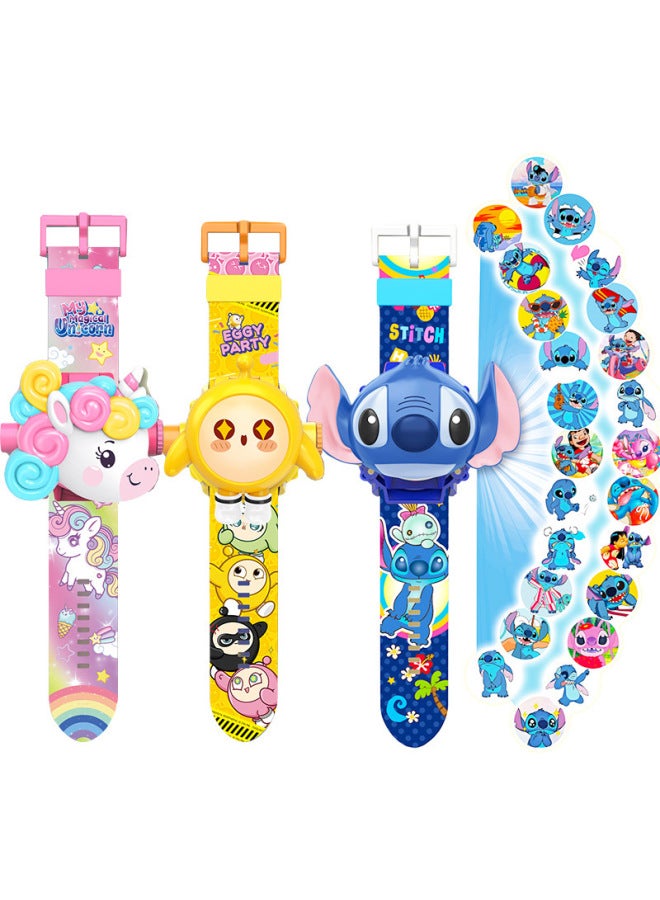 Hot Sale Children Flip Watch Girls Rainbow Horse Mermaid Projection Electronic Watch Boys Toy Gift-Color:8527 Masked Man - Image 3