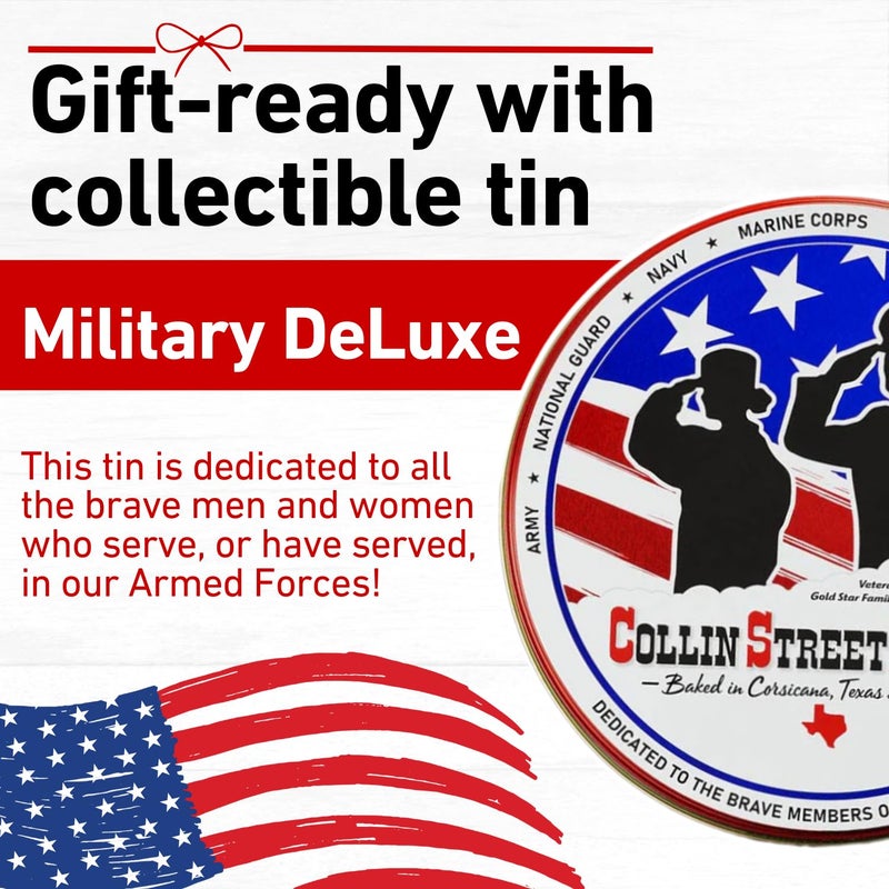 Collin Street Bakery Military Fruitcake (1 lb 14 oz) in Collectible Gift Tin - 2021G Regular Size 7” Cake with Pecans, Cherries, Papaya, Raisins, & Honey - Image 4