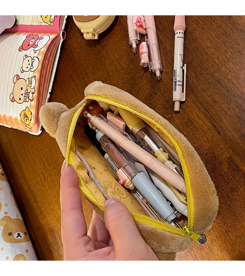 Little Bear Pencil Case Multicolor Plush Cartoon Stationery Bag - Image 5