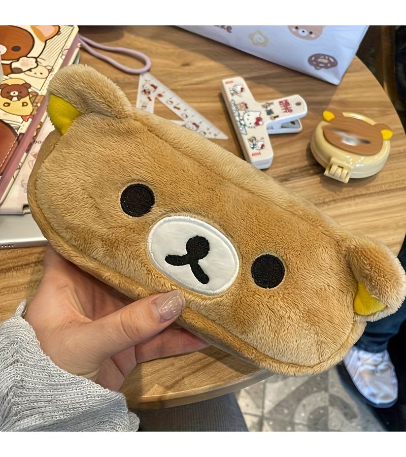 Little Bear Pencil Case Multicolor Plush Cartoon Stationery Bag - Image 2