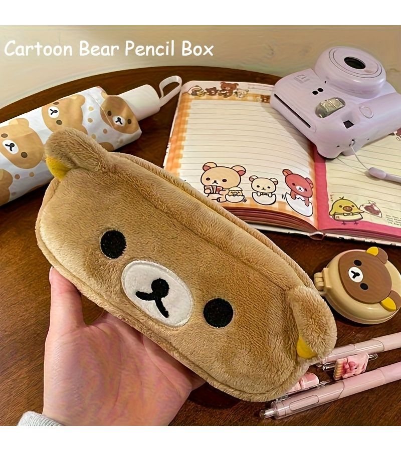 Little Bear Pencil Case Multicolor Plush Cartoon Stationery Bag - Image 1