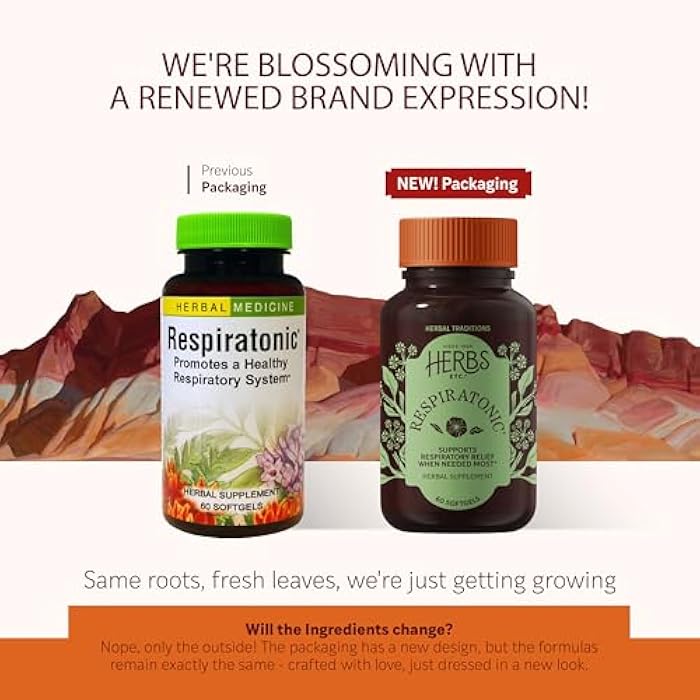 Herbs Etc. Respiratonic Softgels - Respiratory Support for Easy Breathing - Herbal Supplement with OSHA Root, Yerba Santa & Pleurisy Root - Gluten-Free & Organic - 60 Count (60 Servings) - Image 2