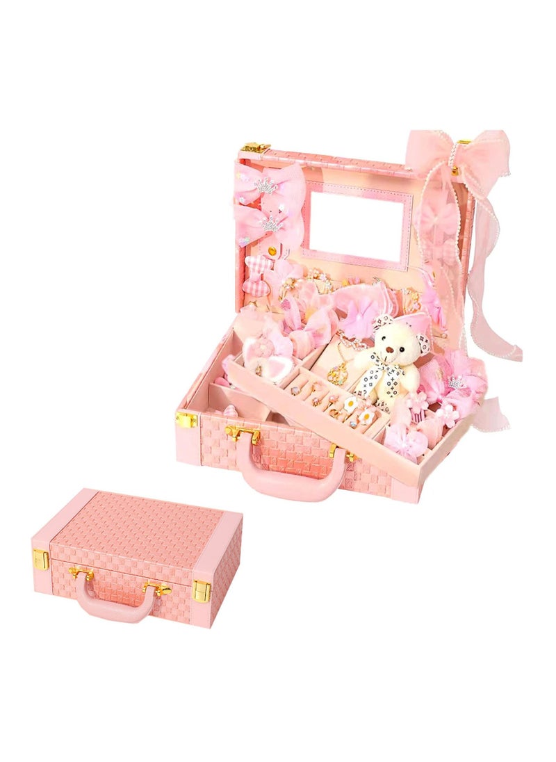 SYOSI - Kids Hair Accessories Gift Box,  Including Jewelry Box/Hair Clips/Hair Barrettes/Hair Ties/Hair Bows, Teen Girl Gifts for Kindergarten Graduation PinkKids Hair Accessories Gift Box,  Including Jewelry - Image 1