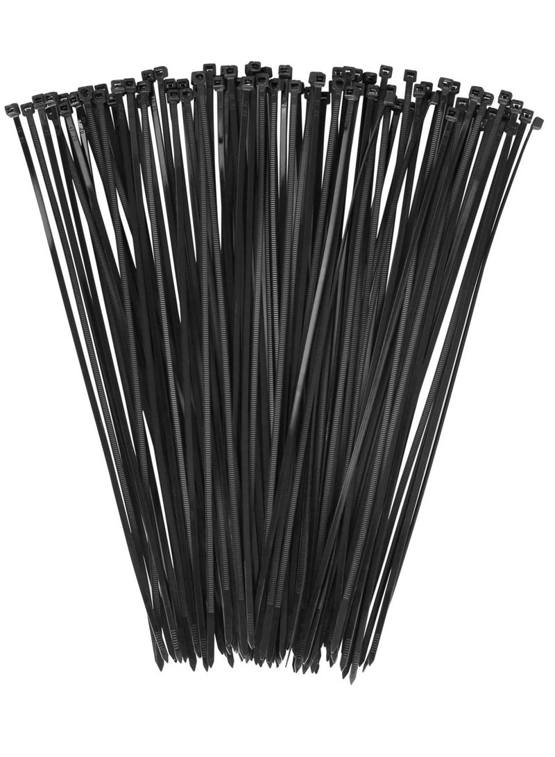Loquat Cable Ties 250mm x 5mm - Black Nylon Zip Tie Wrap - Self-Locking for Home, Office, Garden, Garage, and Workshop (Pack of 100) - Image 1