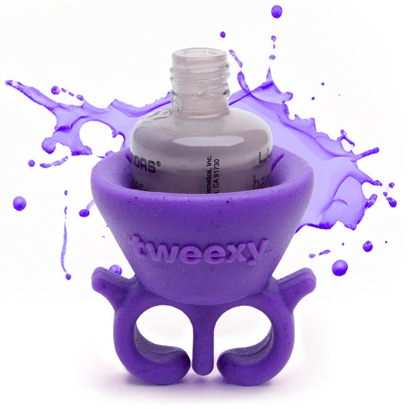 tweexy Wearable Nail Polish Holder Ring  Nail Polish Bottle Holder for Easy Application  Perfect for Fingernail Painting Manicure  Pedicure  Nail Polish Accessories Purple Crush