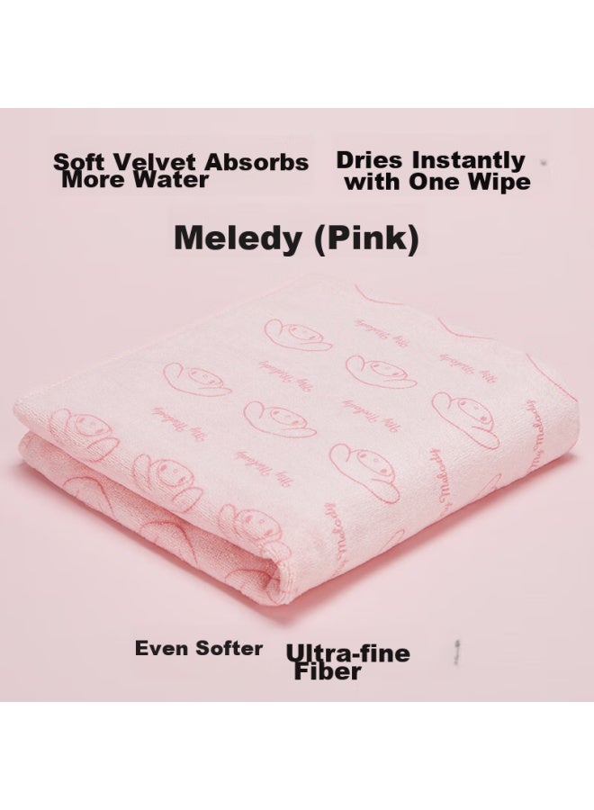 Miniso Sanrio Ultra-fine Fiber Towel, Soft, Absorbent, Quick-drying, For Face Washing And Bathing, 75x35cm, My Melody Pink, 2-pack - Image 2