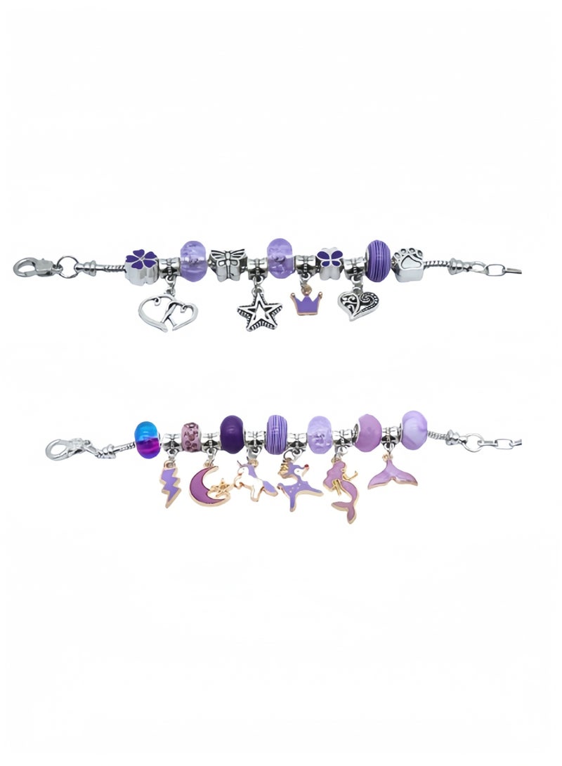 DIY Bracelet Making Kit for Girls, 63 Pcs Charm Bracelets Kit with Beads, Pendant Charms and Bracelets String for Bracelets Craft , Gift Idea for Kids and Girls - Image 4