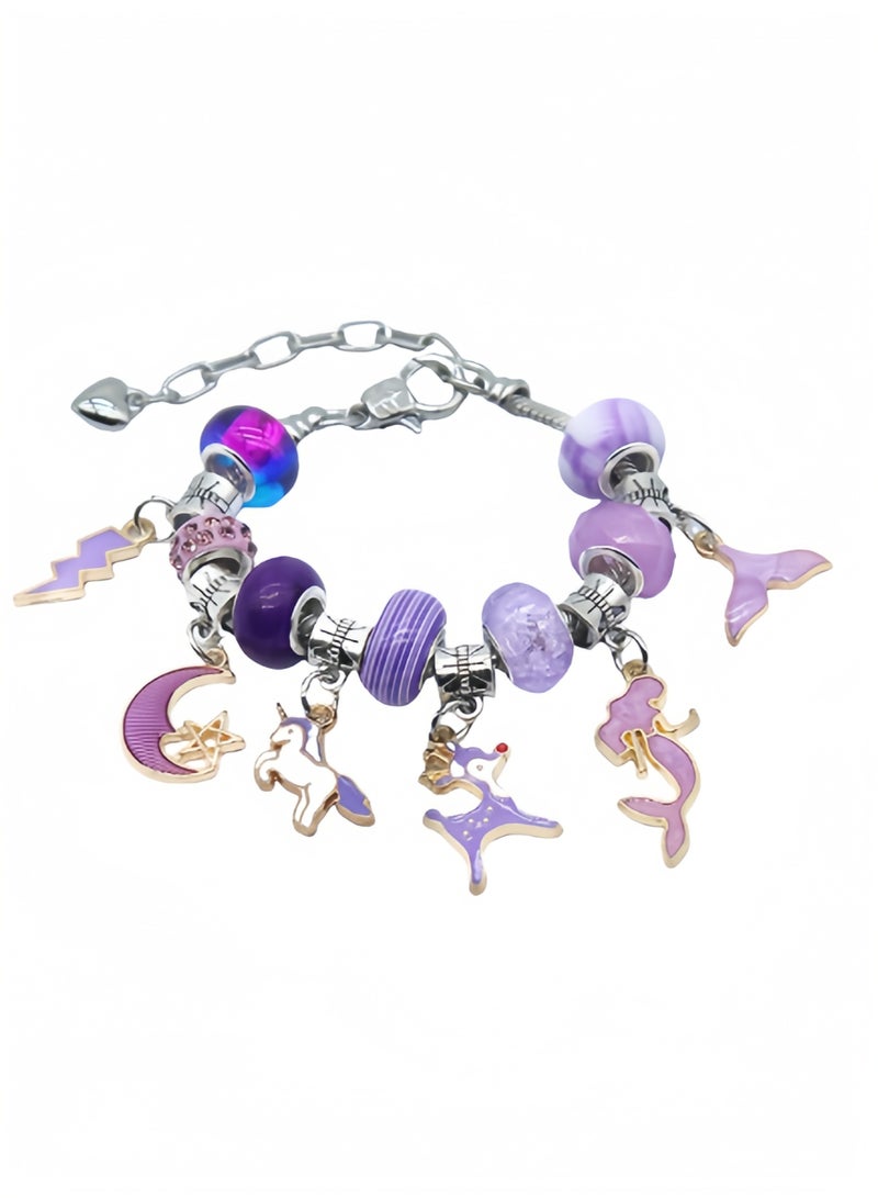 DIY Bracelet Making Kit for Girls, 63 Pcs Charm Bracelets Kit with Beads, Pendant Charms and Bracelets String for Bracelets Craft , Gift Idea for Kids and Girls - Image 2