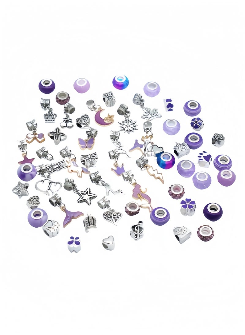 DIY Bracelet Making Kit for Girls, 63 Pcs Charm Bracelets Kit with Beads, Pendant Charms and Bracelets String for Bracelets Craft , Gift Idea for Kids and Girls - Image 3