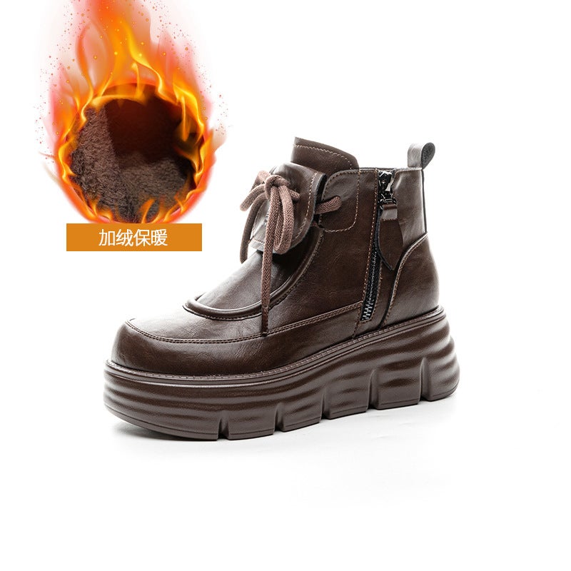 Thick-Soled Fleece-Lined Cotton Boots, Women''s Martin Boots, 2026 New Live-Stream Hot-Selling Height-Increasing Short Boots, Casual Fashion Versatile Women''s Boots - Image 5
