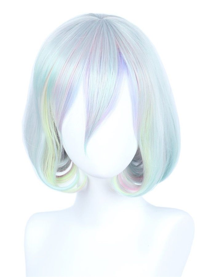 Linfairy Short Bob Harajuku Cosplay Wig Halloween Costume Diamond Wig for Women