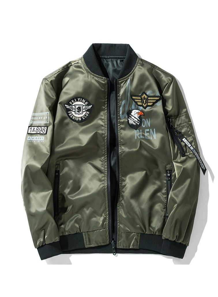 Stand-Up Collar Zipper Jacket Flight Jacket Double-Sided Baseball Uniform - Image 2