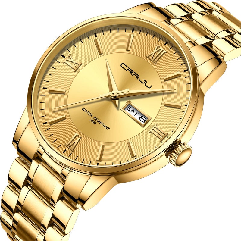 CRRJU Men's Fashion Luxury Auto Date Stainsteel Steel Watches Business Minimalist Japan Movement Quartz Waterproof Wristwatches for Men - Image 2