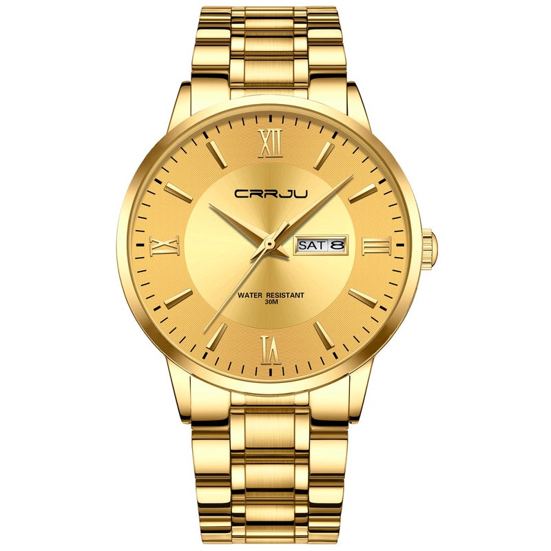 CRRJU Men's Fashion Luxury Auto Date Stainsteel Steel Watches Business Minimalist Japan Movement Quartz Waterproof Wristwatches for Men - Image 1