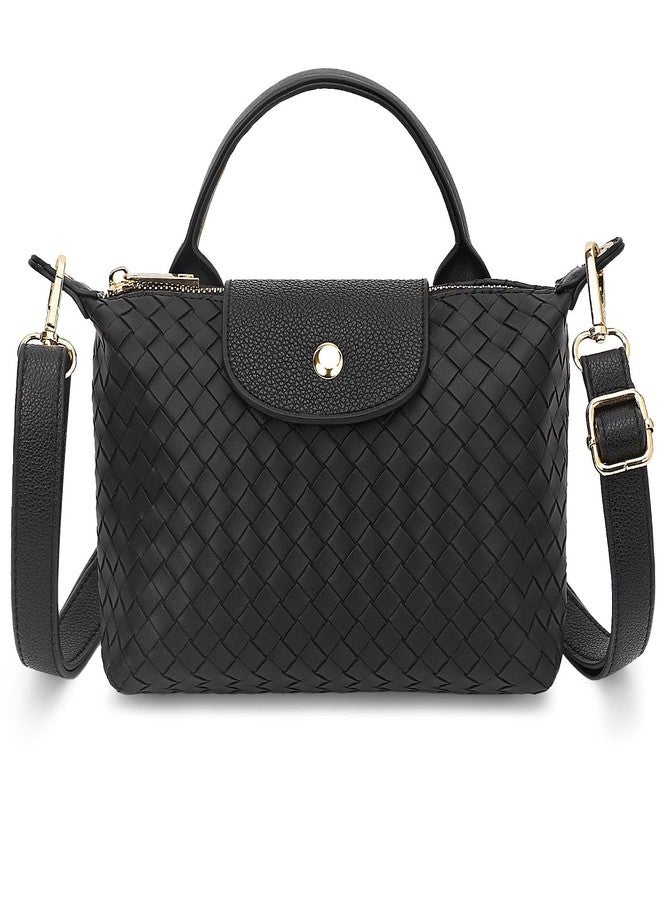 BBORGDC Black Woven Crossbody Bag, Small Purses for Women, RFID Protection, Versatile Mini Tote for Travel & Daily Use, Ideal Gift for Girls - Image 1