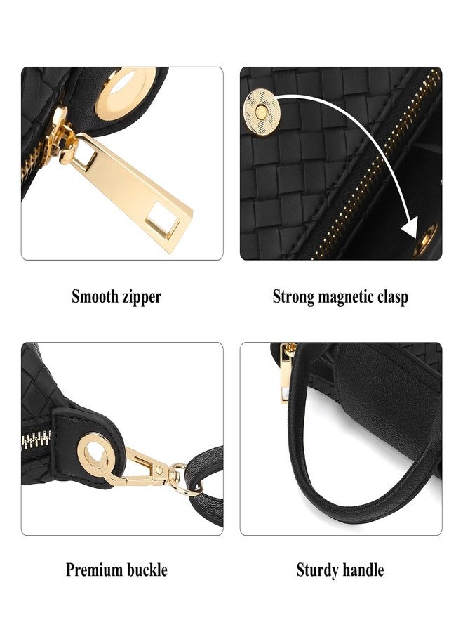 BBORGDC Black Woven Crossbody Bag, Small Purses for Women, RFID Protection, Versatile Mini Tote for Travel & Daily Use, Ideal Gift for Girls - Image 5