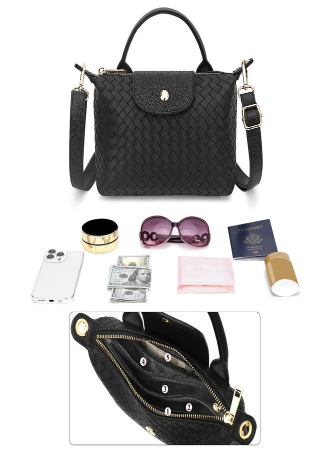 BBORGDC Black Woven Crossbody Bag, Small Purses for Women, RFID Protection, Versatile Mini Tote for Travel & Daily Use, Ideal Gift for Girls - Image 3