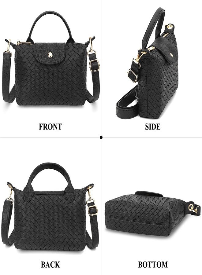 BBORGDC Black Woven Crossbody Bag, Small Purses for Women, RFID Protection, Versatile Mini Tote for Travel & Daily Use, Ideal Gift for Girls - Image 4