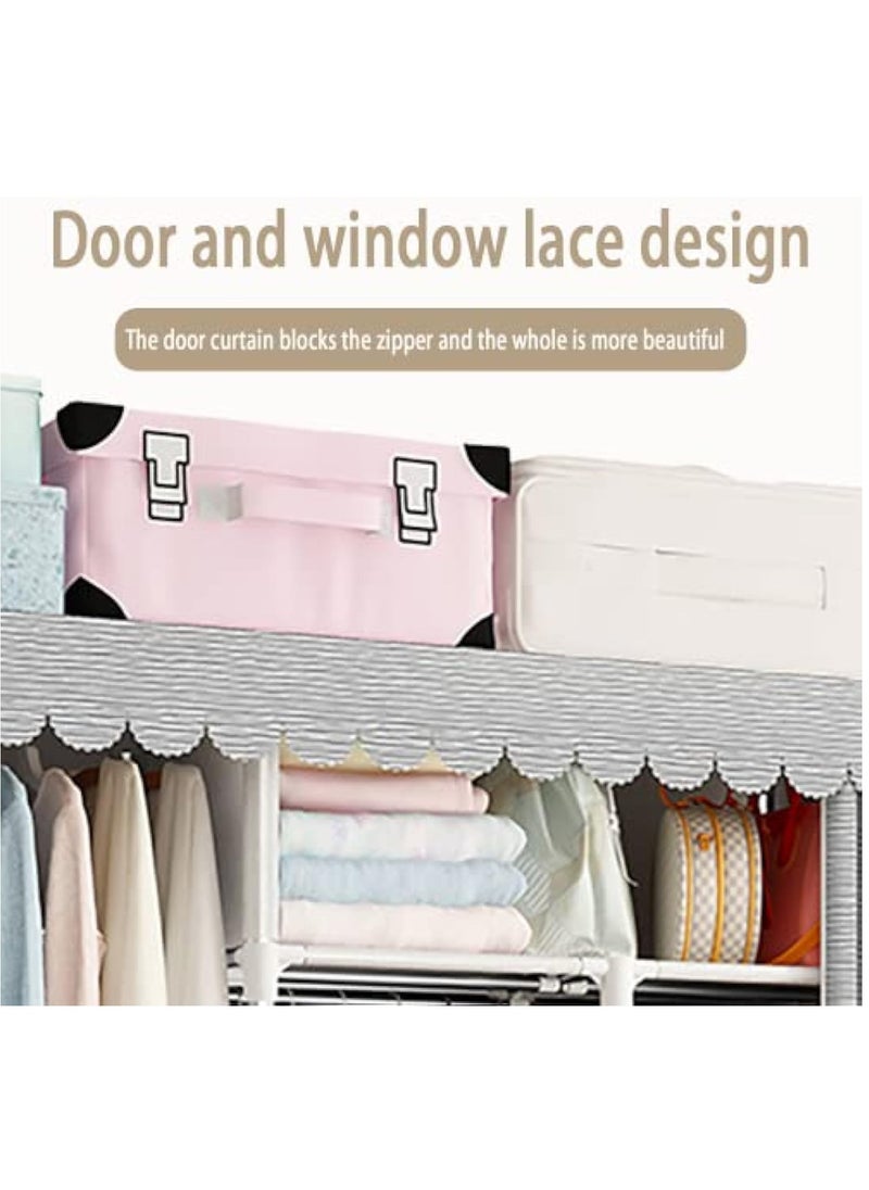Hihonor - Portable Wardrobe Storage Closet with Storage Bag And Wheels, Closet Storage Rack, Free-Standing Rolling Clothes Rack with Fitted Zippered Non-Woven Cover, Durable & Easy to Assemble - Image 1