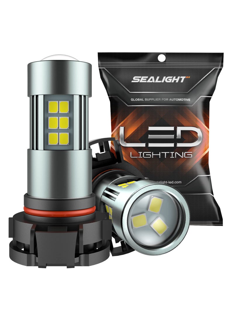 SEALIGHT SEALIGHT 5202 LED Fog Lights Bulbs, 6000K Xenon White, 27 SMD Chips DRL Bulbs, 5202 5201 PS19W PS24W LED Fog Light, Pack of 2  - Image 1