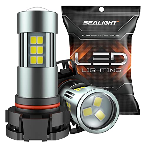 SEALIGHT 5202 LED Fog Light Bulbs, 6000K Xenon White, 27 SMD Chips DRL Bulbs, 5202 5201 PS19W PS24W LED Fog Light, Pack of 2 - Image 1