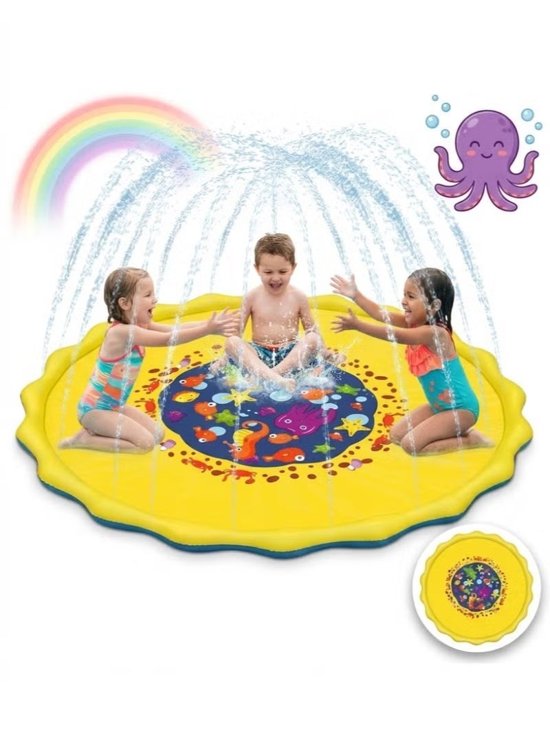 Besswin 170cm 67inch | Kids Splash Pad | Water Play Mat | Outdoor Water Sprinkler Play Mat | Summer Wading Pool Toy | Ocean World / Ocean Theme | Non-Toxic PVC Summer Toy | Suitable for Backyard | Garden & Kids Water Play | BESSWIN - Image 1