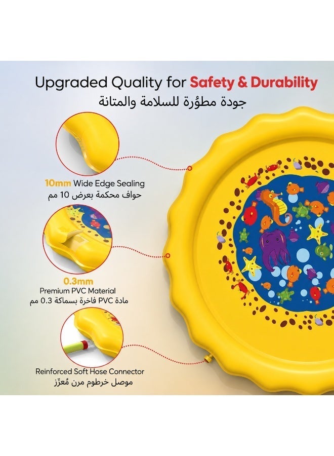 Besswin 170cm 67inch | Kids Splash Pad | Water Play Mat | Outdoor Water Sprinkler Play Mat | Summer Wading Pool Toy | Ocean World / Ocean Theme | Non-Toxic PVC Summer Toy | Suitable for Backyard | Garden & Kids Water Play | BESSWIN - Image 5