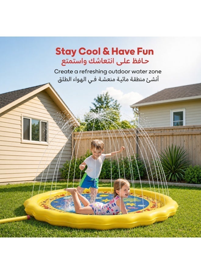 Besswin 170cm 67inch | Kids Splash Pad | Water Play Mat | Outdoor Water Sprinkler Play Mat | Summer Wading Pool Toy | Ocean World / Ocean Theme | Non-Toxic PVC Summer Toy | Suitable for Backyard | Garden & Kids Water Play | BESSWIN - Image 2