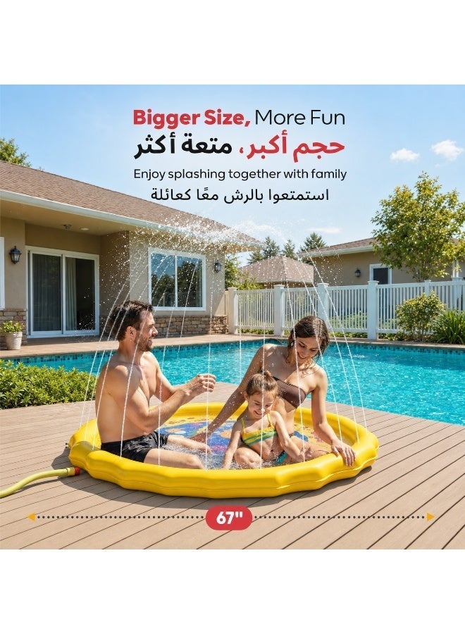 Besswin 170cm 67inch | Kids Splash Pad | Water Play Mat | Outdoor Water Sprinkler Play Mat | Summer Wading Pool Toy | Ocean World / Ocean Theme | Non-Toxic PVC Summer Toy | Suitable for Backyard | Garden & Kids Water Play | BESSWIN - Image 4