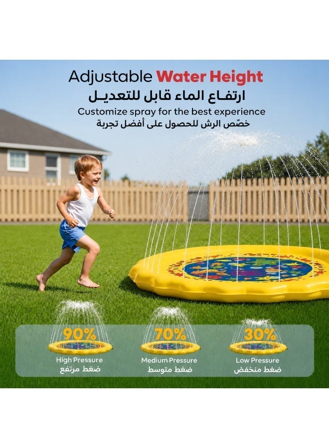Besswin 170cm 67inch | Kids Splash Pad | Water Play Mat | Outdoor Water Sprinkler Play Mat | Summer Wading Pool Toy | Ocean World / Ocean Theme | Non-Toxic PVC Summer Toy | Suitable for Backyard | Garden & Kids Water Play | BESSWIN - Image 3