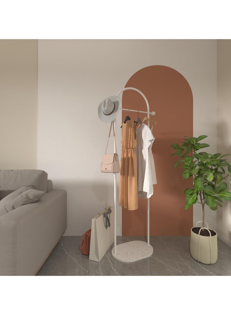 YQbest Fashionable and Versatile Coat Rack and Clothes Hanger Stand- Half-Round Shape, Multi-Functional- Arch-Shaped Metal Coat Hanger, 170cm Tall, for a Sleek and Organized Living Space(White)  - Image 2
