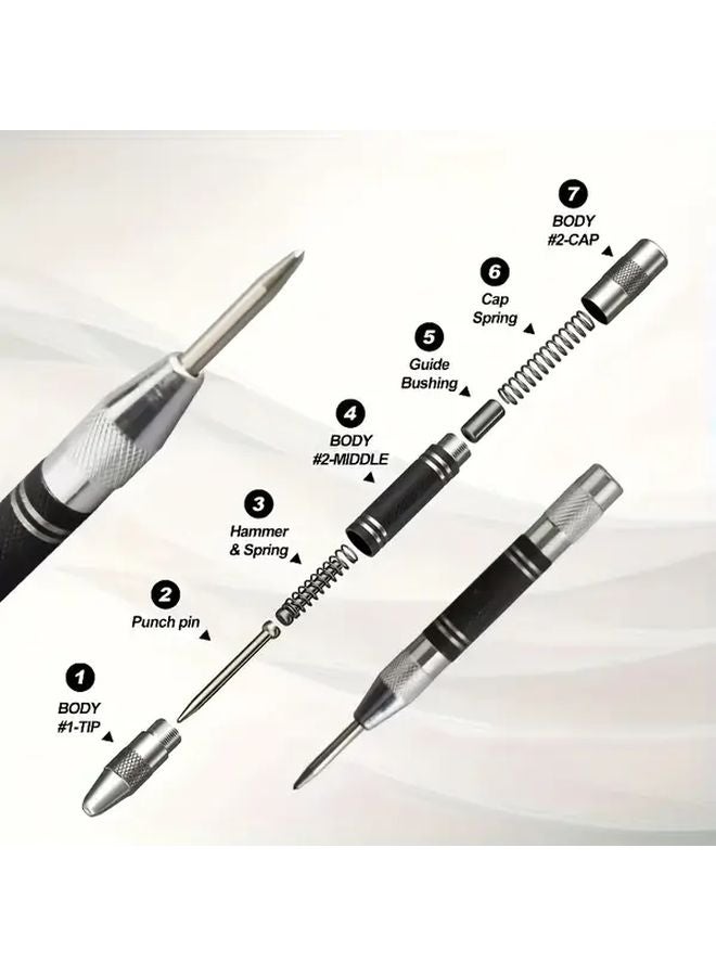 1piece Automatic Center Punch Adjustable Spring Loaded Metal Drilling Tool - Image 4