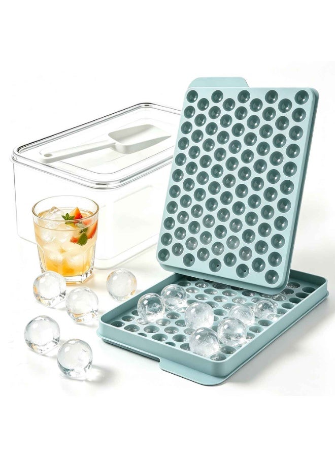 2 Pack,Mini Ice Cube Molds, 0.55” Tiny Pebble Ice for Iced Coffee & Soda,Fast Chill,Easy Twist Release,Stackable with Lid & Storage Bin,Blue,for Summer Party - Image 1