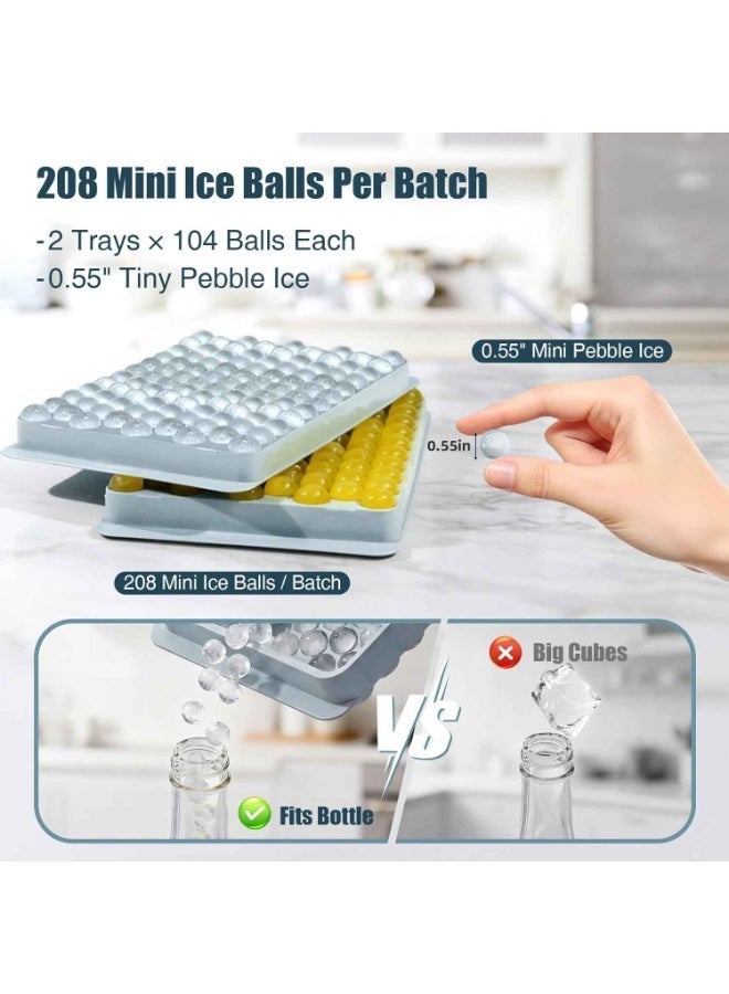 2 Pack,Mini Ice Cube Molds, 0.55” Tiny Pebble Ice for Iced Coffee & Soda,Fast Chill,Easy Twist Release,Stackable with Lid & Storage Bin,Blue,for Summer Party - Image 4