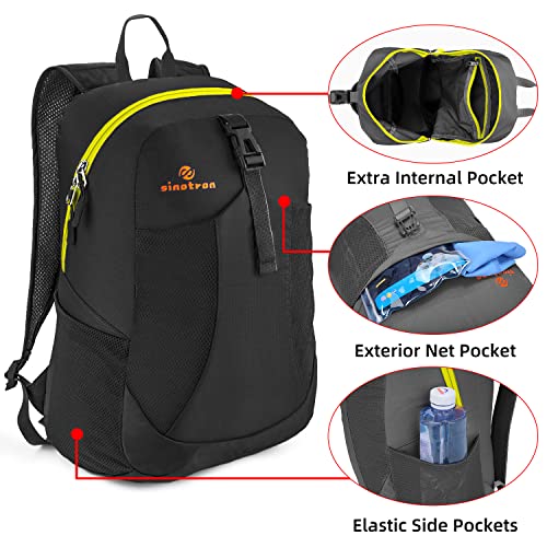 sinotron Lightweight Packable Backpack,Small Foldable Hiking Backpack Day Pack for Travel Camping Outdoor Vacation (Black) - Image 3
