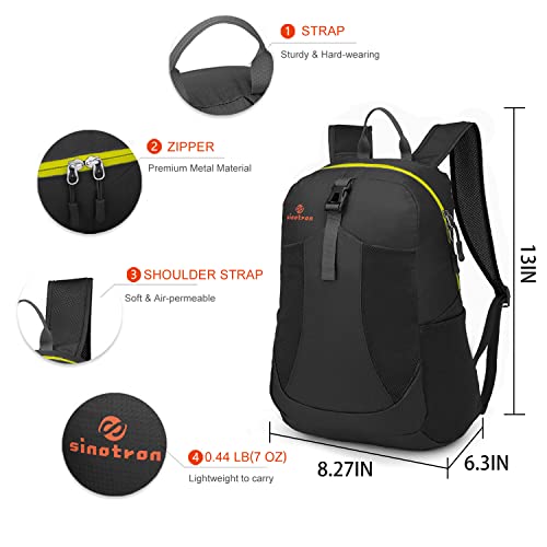 sinotron Lightweight Packable Backpack,Small Foldable Hiking Backpack Day Pack for Travel Camping Outdoor Vacation (Black) - Image 2