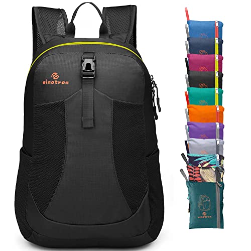 sinotron Lightweight Packable Backpack,Small Foldable Hiking Backpack Day Pack for Travel Camping Outdoor Vacation (Black) - Image 1