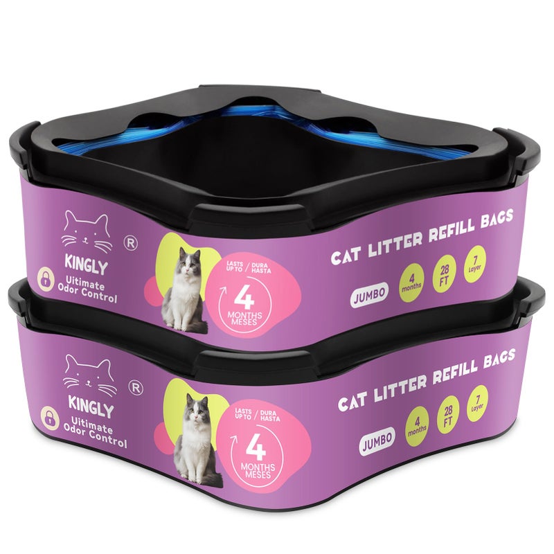 Kingly Premium Cat Litter Refill Bags |Jumbo 28FT 2-Pack | Lasts Up to 4 Months | 2 Cartridges for Superior Odor Control - Image 1