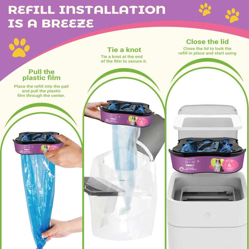 Kingly Premium Cat Litter Refill Bags |Jumbo 28FT 2-Pack | Lasts Up to 4 Months | 2 Cartridges for Superior Odor Control - Image 2