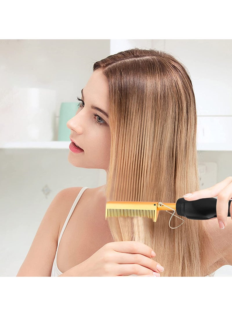 2-in-1 Straightening Brush  Curling Iron Dual-Use Wet/Dry Negative Ion Copper Heated Comb Multi-Functional Home Straightener Portable Styling Tool - Image 4