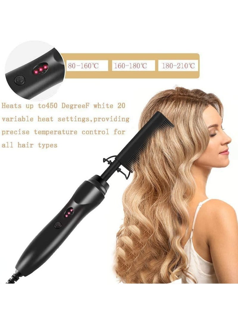 2-in-1 Straightening Brush  Curling Iron Dual-Use Wet/Dry Negative Ion Copper Heated Comb Multi-Functional Home Straightener Portable Styling Tool - Image 3