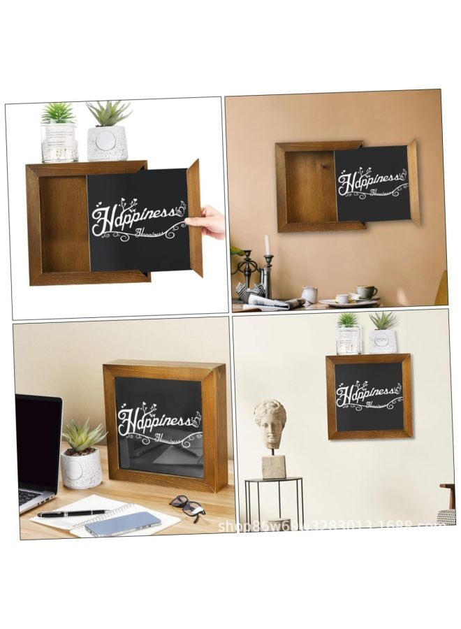 Wooden Pull-Out Piggy Bank, Adult Money-Saving Plan Storage Box, Wall-Mounted Hidden Photo Frame, Private Money Hidden Secret Money Box-Color:Wood Grain Color-Size:27cm*27cm*27cm - Image 4