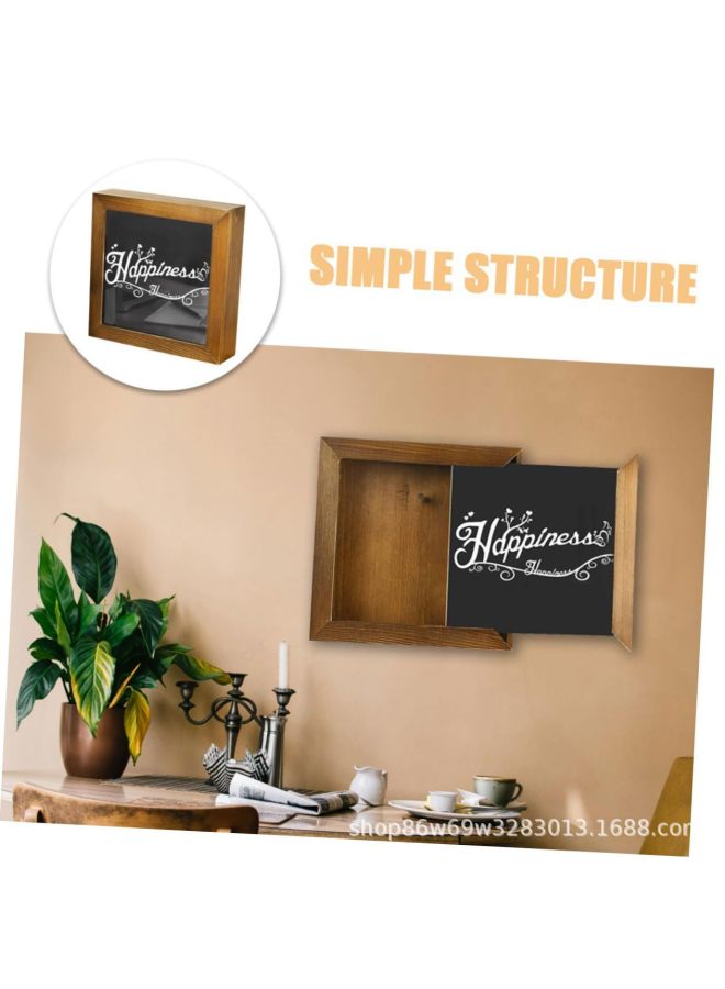 Wooden Pull-Out Piggy Bank, Adult Money-Saving Plan Storage Box, Wall-Mounted Hidden Photo Frame, Private Money Hidden Secret Money Box-Color:Wood Grain Color-Size:27cm*27cm*27cm - Image 5