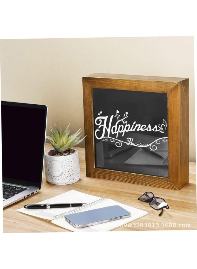Wooden Pull-Out Piggy Bank, Adult Money-Saving Plan Storage Box, Wall-Mounted Hidden Photo Frame, Private Money Hidden Secret Money Box-Color:Wood Grain Color-Size:27cm*27cm*27cm - Image 3