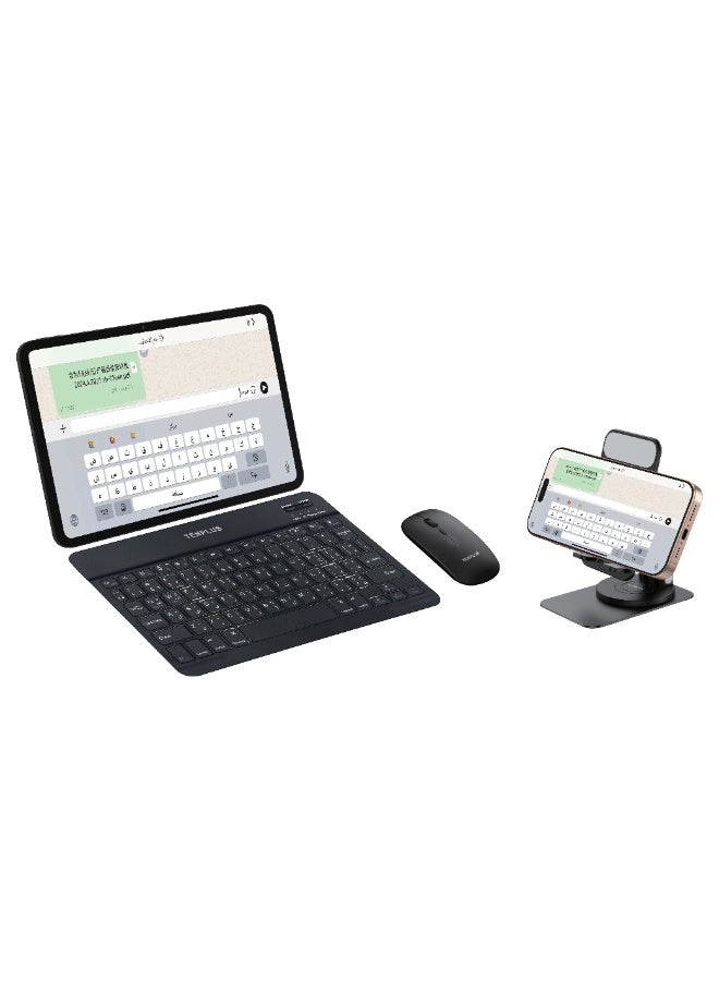 تنبلس لوحة مفاتيح لاسلكية مع ماوس وحامل 3 في 1، بلوتوث 5.2 وWireless 2.4G، قابلة لإعادة الشحن، T3577 - Image 4