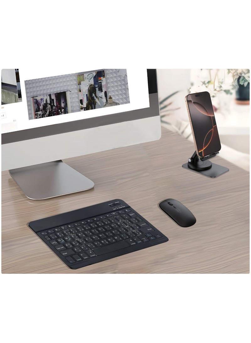 تنبلس لوحة مفاتيح لاسلكية مع ماوس وحامل 3 في 1، بلوتوث 5.2 وWireless 2.4G، قابلة لإعادة الشحن، T3577 - Image 2