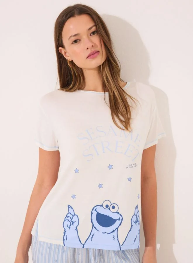 women'secret "Sesame Street" blue soft touch viscose pyjamas