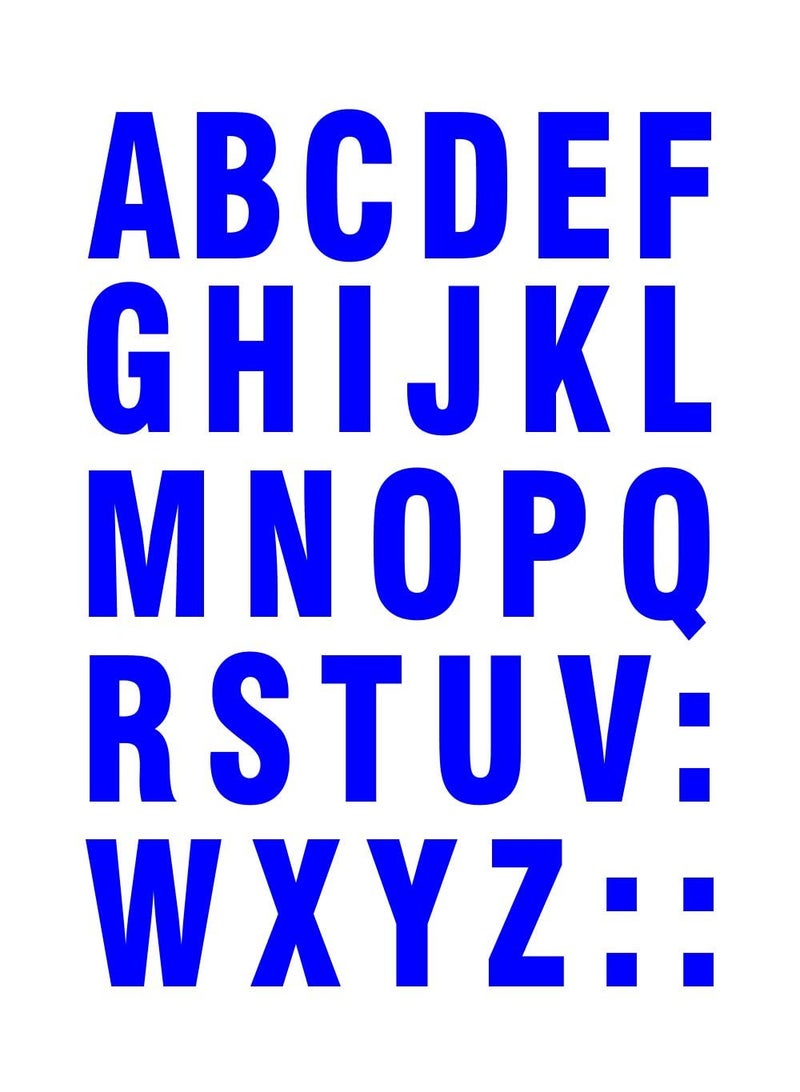 decalbazaar Vinyl ABC Alphabet Letters Arial Black Font Glass Wall Vehicle Sticker 1.5 Inches Blue - Image 1