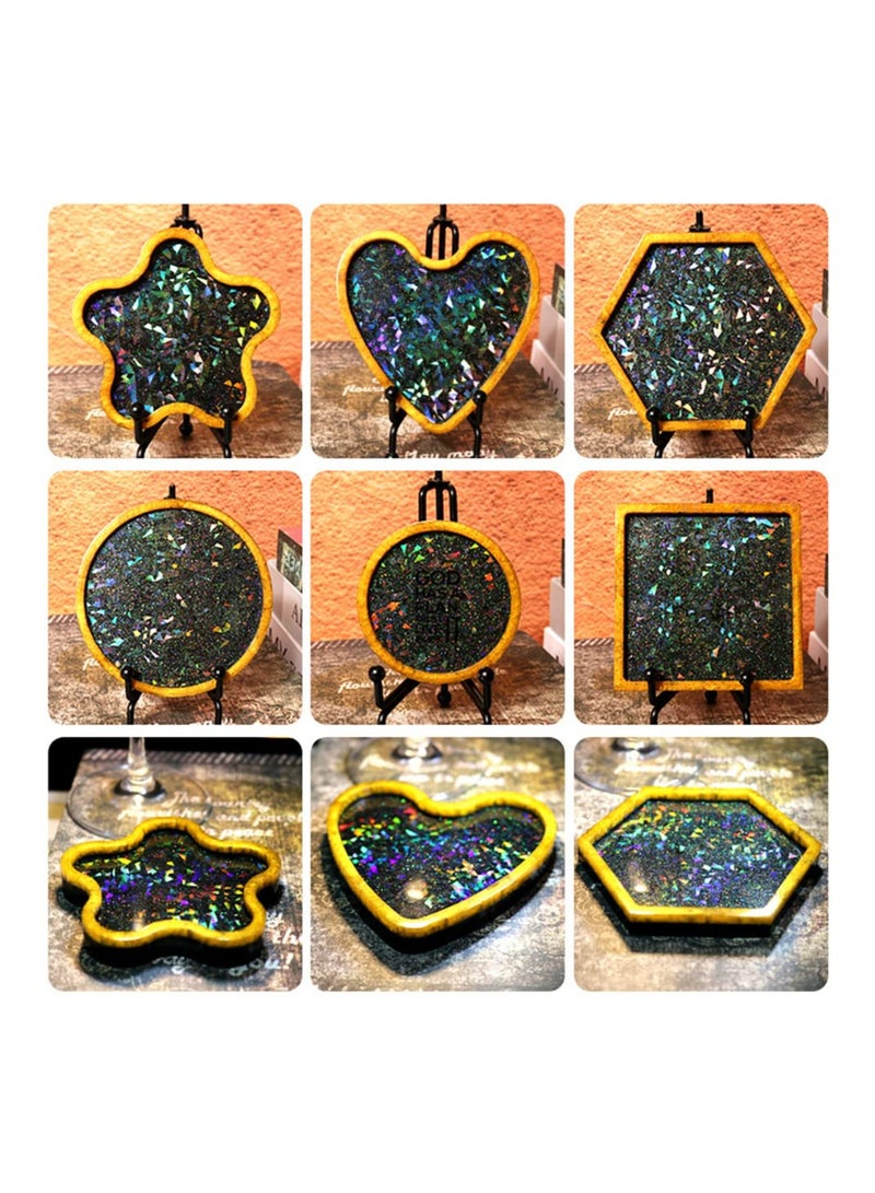 Excefore Resin Coaster Molds, 6 Pcs Unique Resin Molds, Holographic Coaster Molds for Epoxy Resin, Small Resin Molds Silicone, DIY Resin Gifts or Home Decoration - Image 4