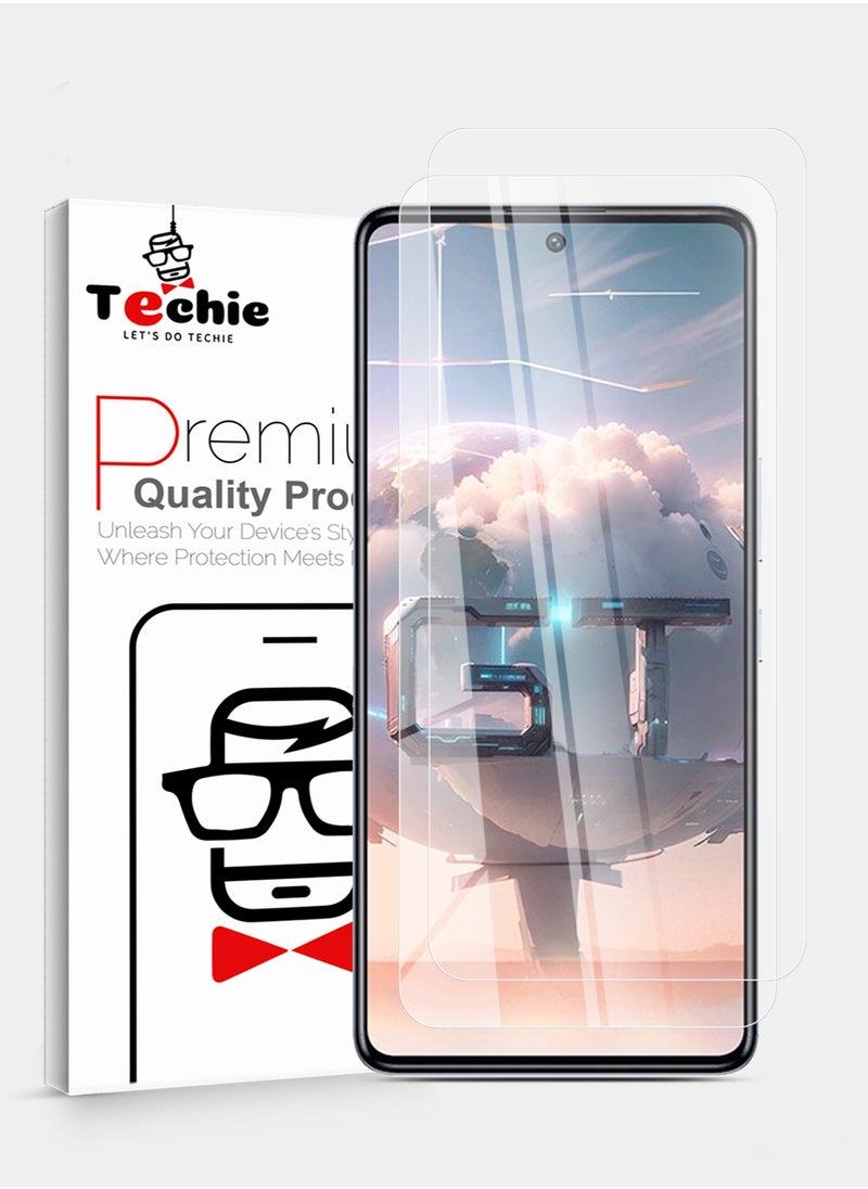 Techie - 2 Pack HD Tempered Glass Screen Protector for Infinix GT 10 Pro - Anti Reflection Anti Bubbles 9H Hardness 0.33 mm Rounded Edges Easy Installation - Image 1